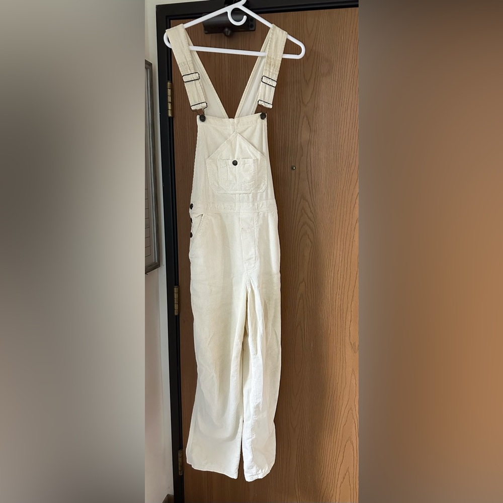 Faherty White Corduroy Carpenter Overalls